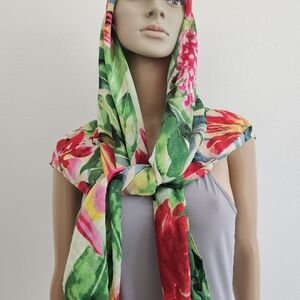 Women's Floral Watercolor Rose Supersoft Wrap with Matching Cotton Blend Bag